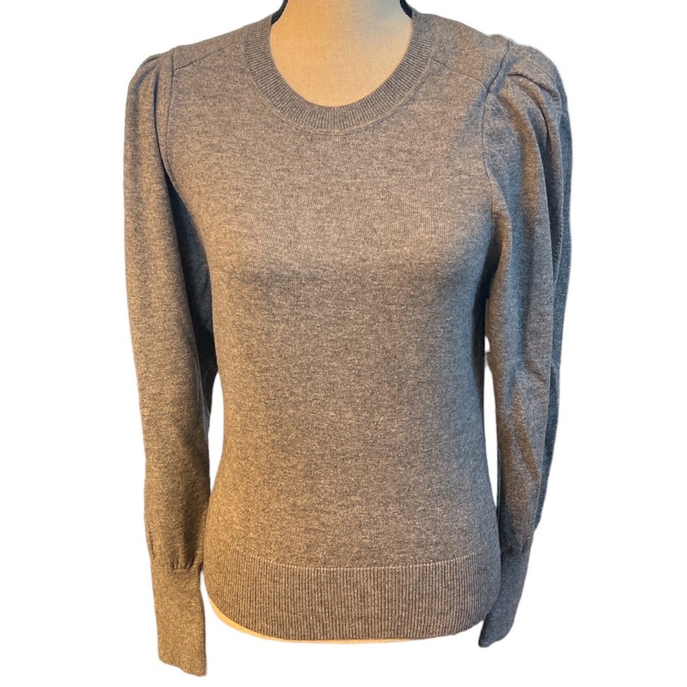 Zara Grey Puff Sleeve Sweater Laine Wool